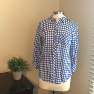 Blue and White Check Button Up